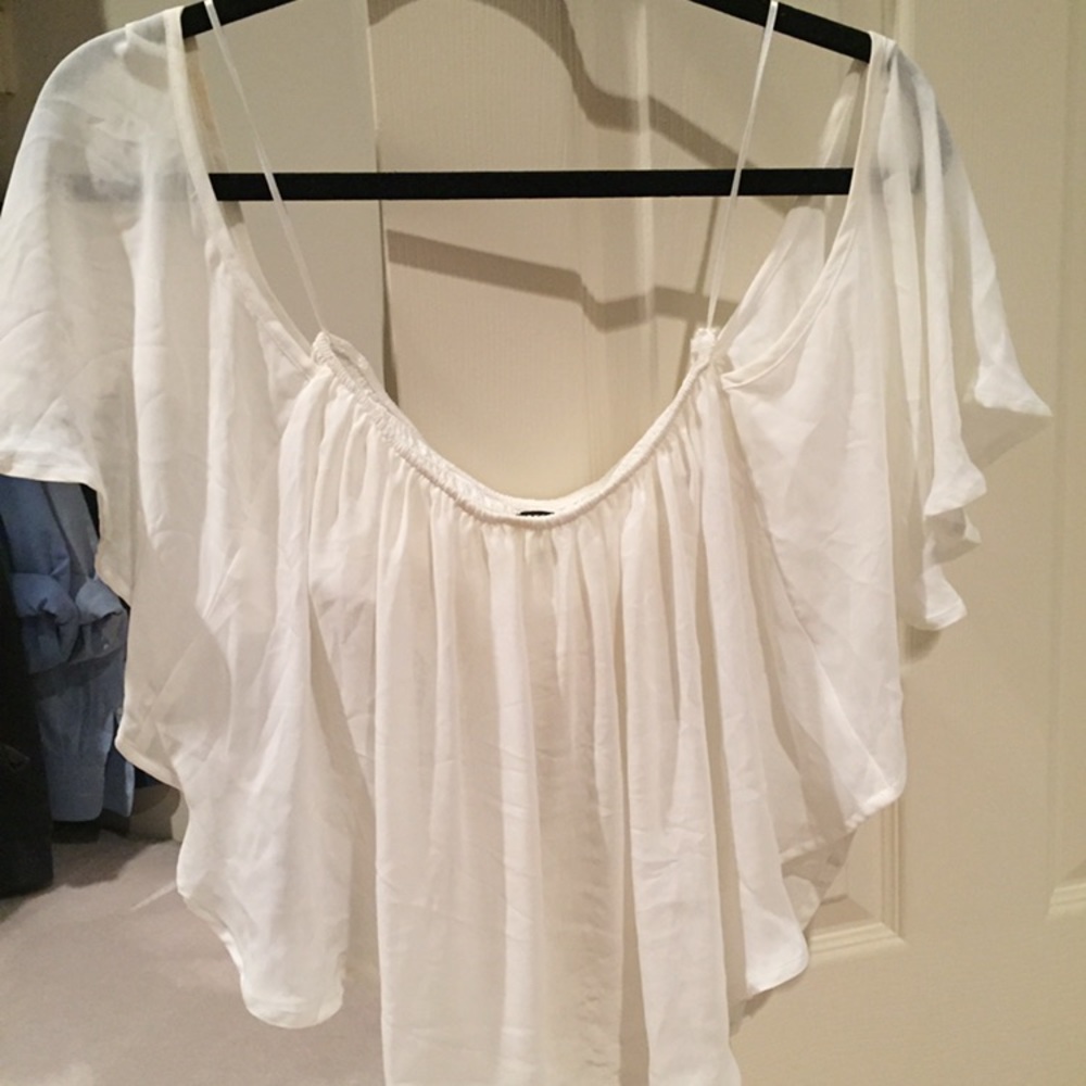 Off the shoulder flounce crop top